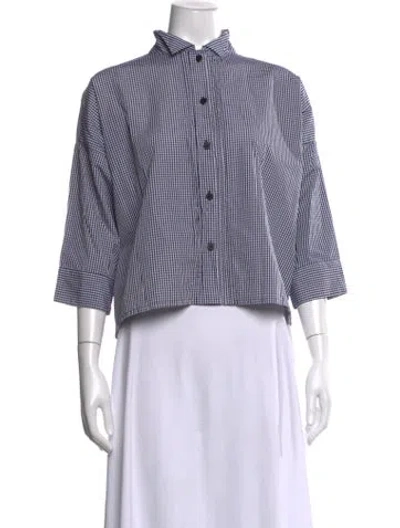 Pre-owned Bergfabel Plaid Print Three-quarter Sleeve Button-up Top In Multicolor