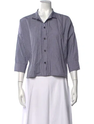 Pre-owned Bergfabel Plaid Print Three-quarter Sleeve Button-up Top In Multicolor