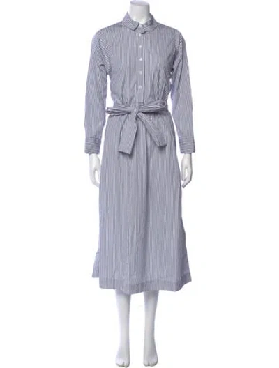 Pre-owned Bergfabel Striped Long Dress In Blue