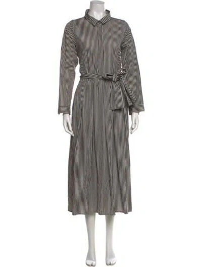 Pre-owned Bergfabel Striped Long Dress In White