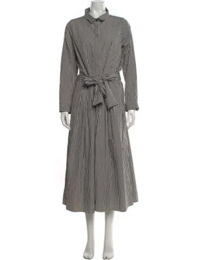 Pre-owned Bergfabel Striped Long Dress In White