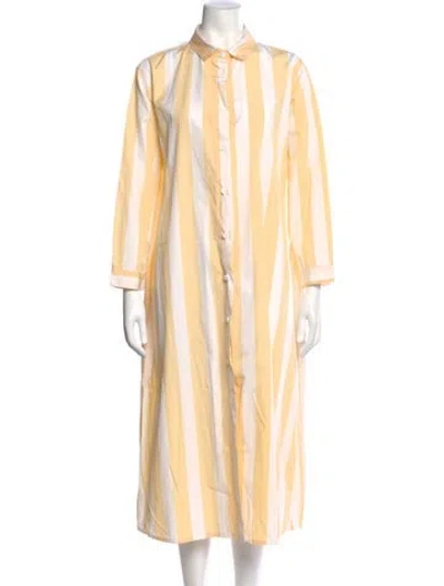 Pre-owned Bergfabel Striped Long Dress In Yellow