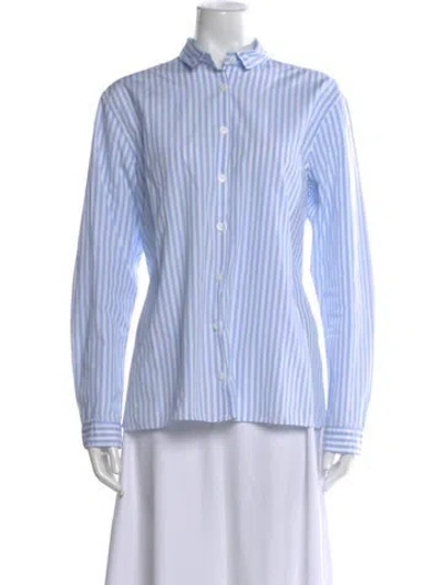 Pre-owned Bergfabel Striped Long Sleeve Button-up Top In Blue