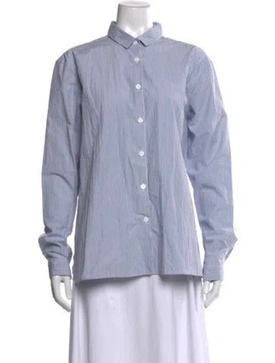 Pre-owned Bergfabel Striped Long Sleeve Button-up Top In Blue