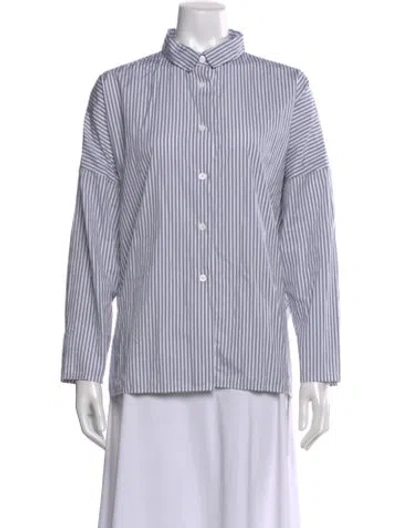 Pre-owned Bergfabel Striped Long Sleeve Button-up Top In Multi