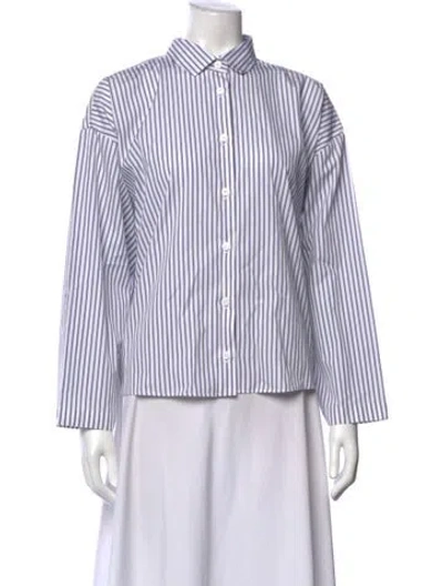 Pre-owned Bergfabel Striped Long Sleeve Button-up Top In Purple