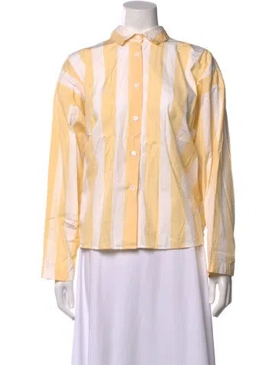 Pre-owned Bergfabel Striped Long Sleeve Button-up Top In Yellow