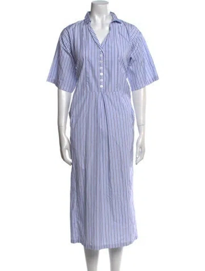 Pre-owned Bergfabel Striped Midi Length Dress In Blue