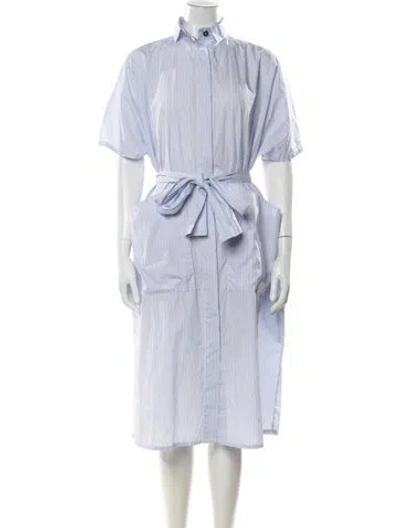 Pre-owned Bergfabel Striped Midi Length Dress In Blue