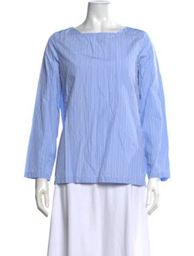 Pre-owned Bergfabel Striped Square Neckline Top In Blue