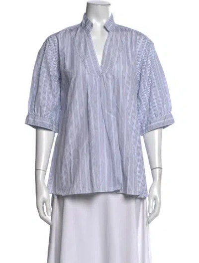Pre-owned Bergfabel Striped V-neck Blouse In Multi
