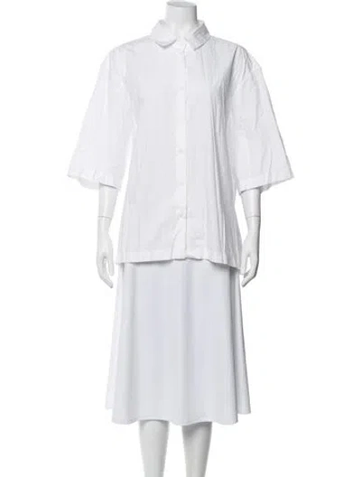 Pre-owned Bergfabel Three-quarter Sleeve Button-up Top In White
