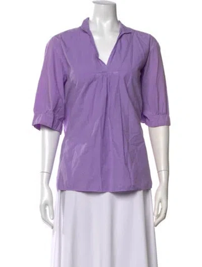 Pre-owned Bergfabel V-neck Three-quarter Sleeve Top In Purple
