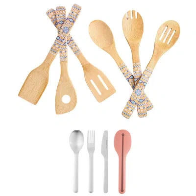 Berghoff 10pc Travel Flatware And Bamboo Utensil Set In Multicolored;multicolored