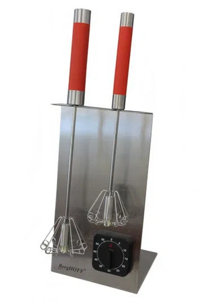 Berghoff 2-piece Whisk Set With Timer In Red/silver