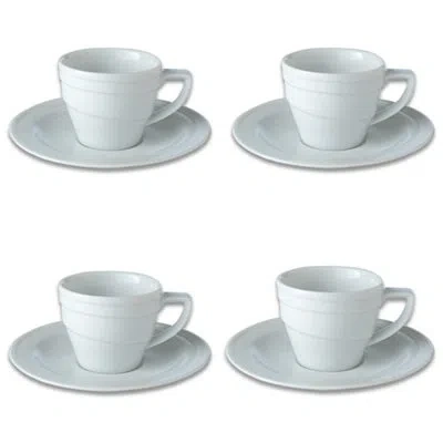 Berghoff 4pc Essentials Porcelain Espresso Cup 3.5 Oz., And Saucers In White