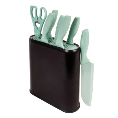 Berghoff 8pc Pp Knife Set With Universal Block Knife Block, Grey In Green