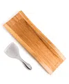 Berghoff Aaron Probyn 2-piece Cheese Knife And Bamboo Wavy Cutting Board Set In Beige