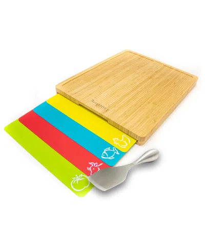 Berghoff Aaron Probyn 5-piece Cheese Knife And Bamboo Board Set With Inserts In Beige