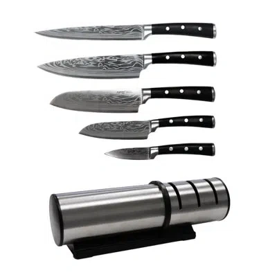 Berghoff Antigua 7pc Stainless Steel Cutlery Set With Wood Case And Sharpener In Black