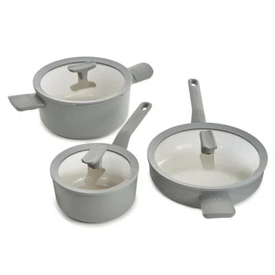 Berghoff Balance 6pc Nonstick Ceramic Cookware Set With Glass Lid, Recycled Aluminum In Gray