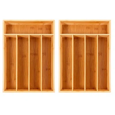 Berghoff Bamboo 2pc 5-slot Flatware Organizer Set In Brown