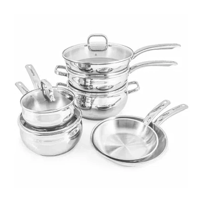 Berghoff Belly Shape 18/10 Stainless Steel 12-pc. Cookware Set In Silver