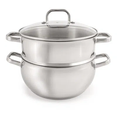 Berghoff Belly Shape 3pc 18/10 Stainless Steel Steamer Cookware Set In Silver