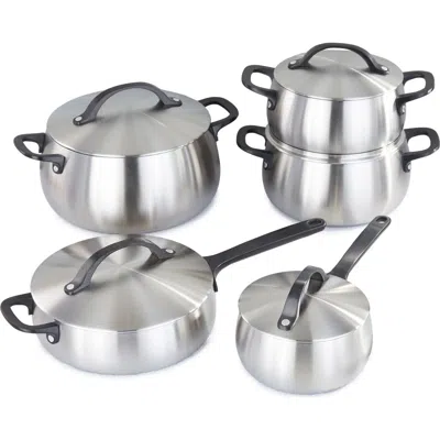 Berghoff Belly Tri-ply Stainless Steel 10-piece Cookware Set In Smokey Black