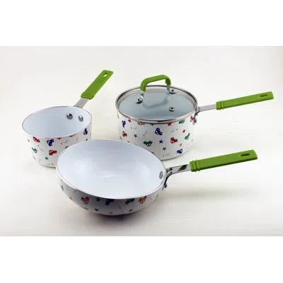 Berghoff Children's 4 Pc Aluminum Cookware Set For Boys In White With Multi-color Design