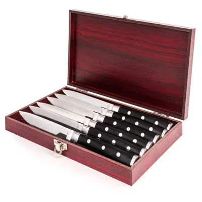 Berghoff Classico 6pc Steak Knife Set And Wood Storage Case In Black