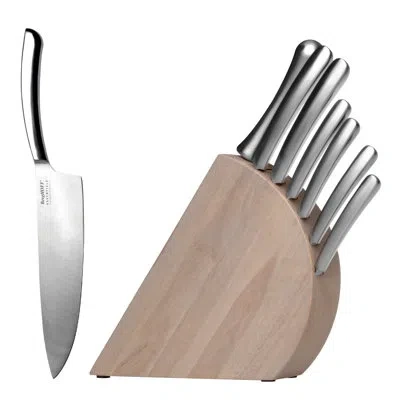 Berghoff Concavo 8pc Stainless Steel Cutlery Set And Knife Block In Silver