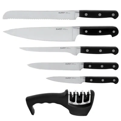 Berghoff Contempo 6pc German Stainless Steel Cutlery Set With Knife Sharpener In Black