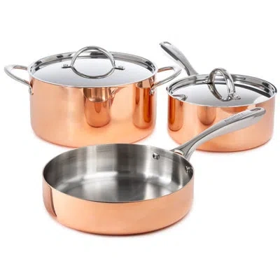 Berghoff Copper Tri-ply 5pc Large Sized Polished Copper Cookware Set, Non-hammered