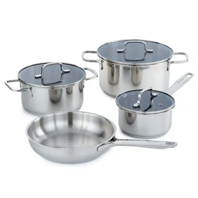 Berghoff Dina Helix 18/10 Stainless Steel 7pc Cookware Set With Glass Lids, Recycled