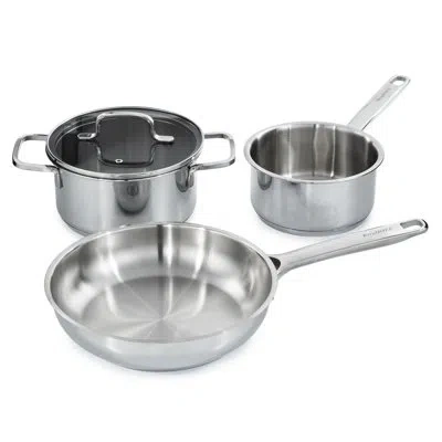 Berghoff Dina Helix 5pc Recycled 18/10 Stainless Steel Cookware Set, Glass Lids