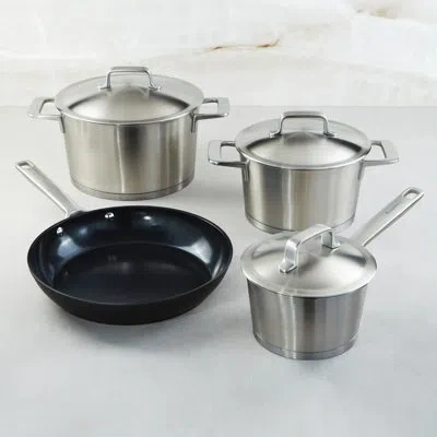 Berghoff Dina Meta 7pc Recycled Cookware Set With Nonstick Fry Pan In Stainless Steel;black