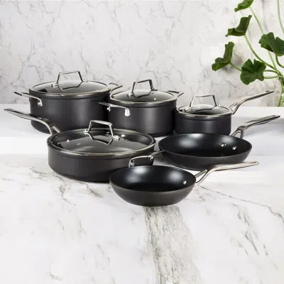 Berghoff Essentials 10pc Nonstick Hard Anodized Cookware Set With Glass Lid, Black