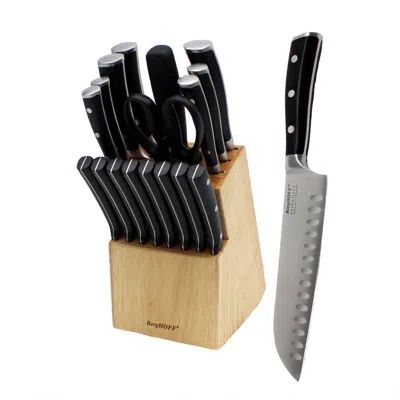 Berghoff Essentials 18pc Cutlery Set, Block With 8 Steak Knives, Hand-sharpened In Black