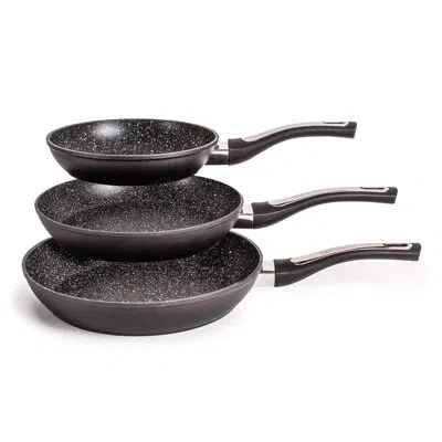 Berghoff Essentials 3pc Nonstick Hard Anodized Frying Pan Set In Black