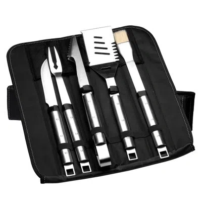 Berghoff Essentials Cubo 6pc 18/10 Stainless Steel Bbq Grilling Tool Set With Folding Bag In Silver