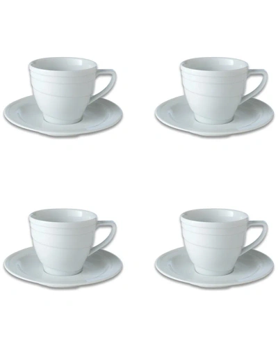 Berghoff Essentials Porcelain Teacup & Saucers (set Of 4) In White