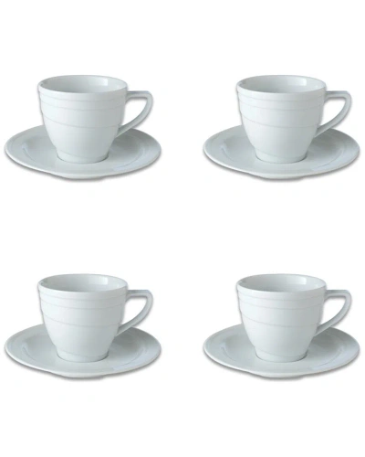 Berghoff Essentials Set Of 4 Porcelain Cup & Saucer Set In White