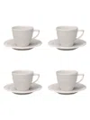 Berghoff Essentials 6 oz Porcelain Coffee Cup Saucer, Set Of 4 In White