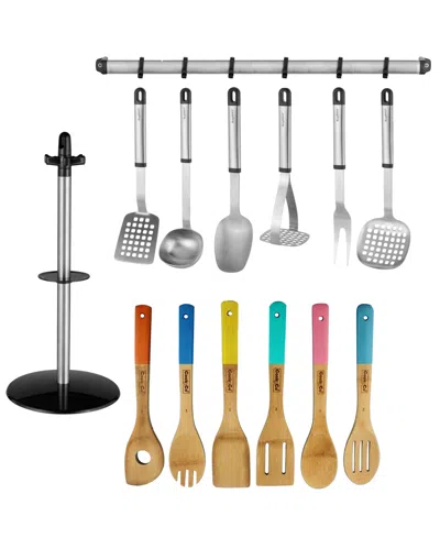 Berghoff Essentials Stainless Steel And Bamboo 14 Piece Utensil Set In Multi