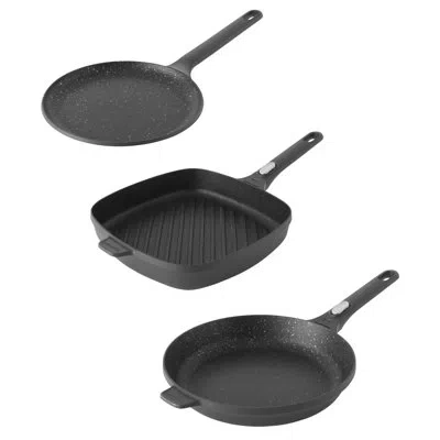 Berghoff Gem 3pc Non-stick Cast Aluminum Cookware Set In Black