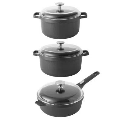 Berghoff Gem 6pc Cast Aluminum Non-stick Simmer Cookware Set In Black