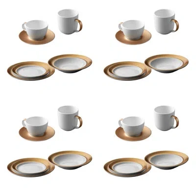 Berghoff Gem Porcelain 24pc Dinnerware Place Setting, White & Gold In White;gold