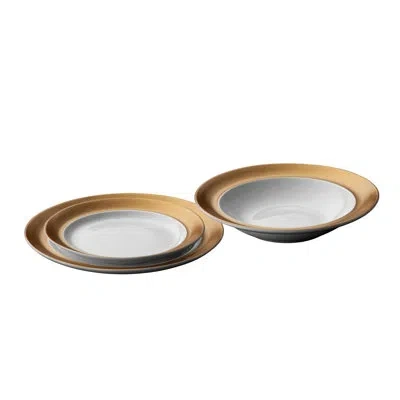 Berghoff Gem Porcelain 3pc Plate & Bowl, Round In White,gold
