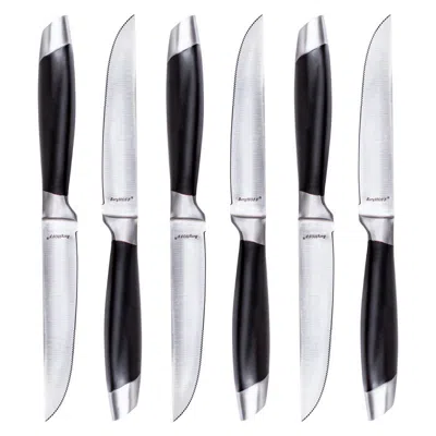 Berghoff Geminis 12" Stainless Steel Steak Knife, Set Of 6 In Black